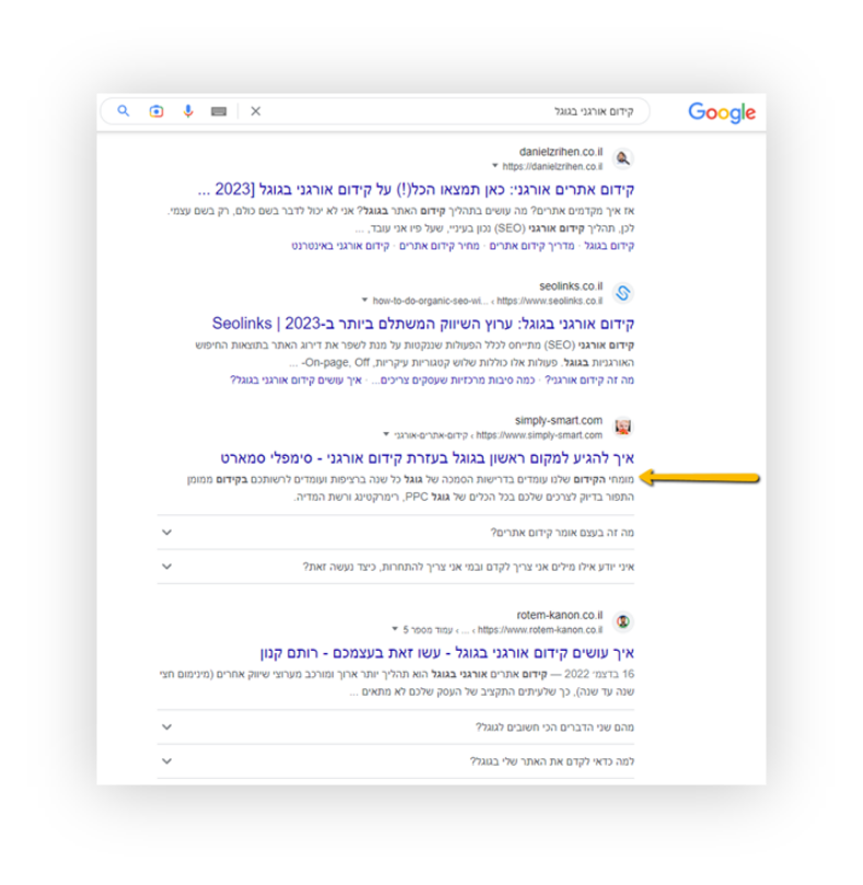 קידום אתרים אורגני בגוגל
